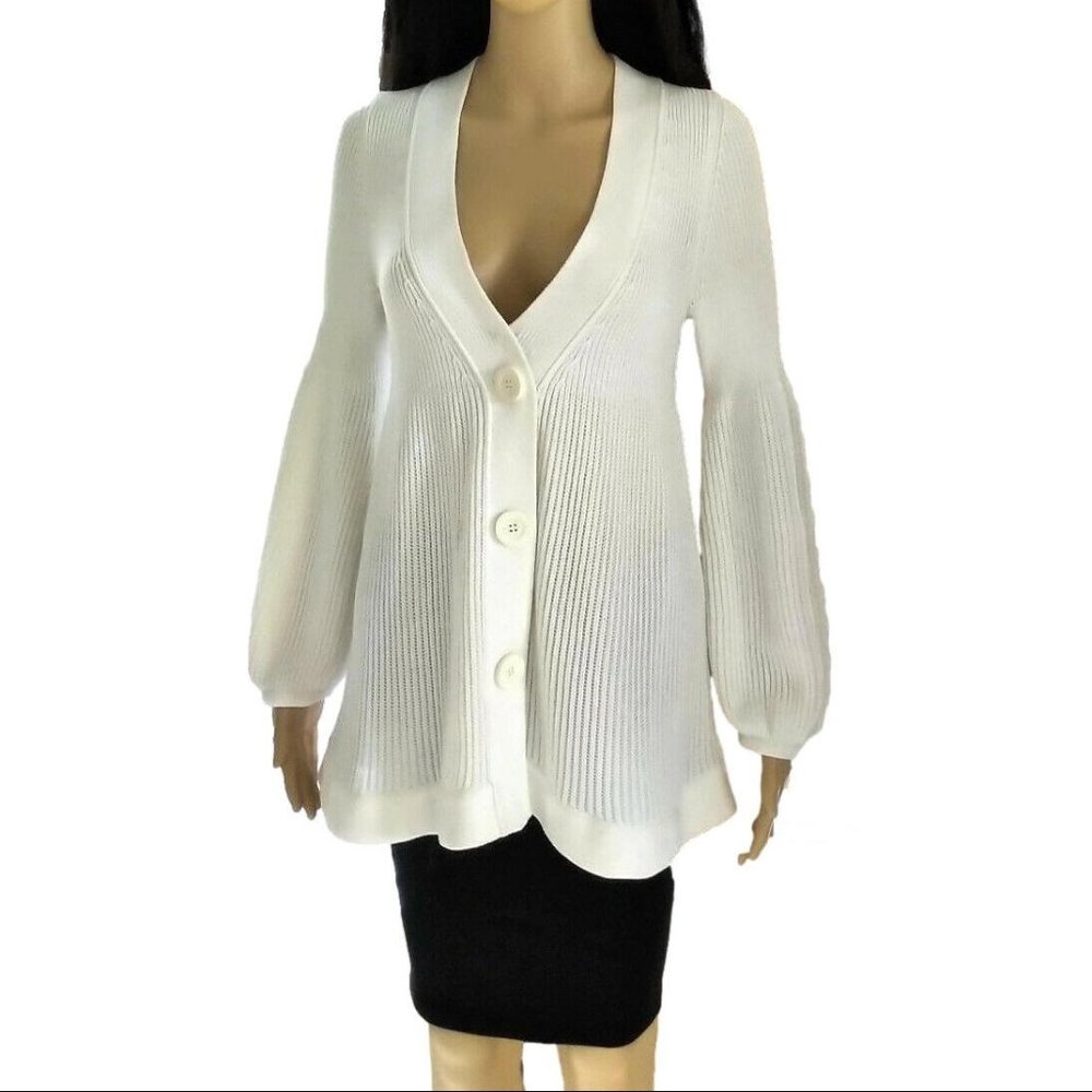 Escada Ivory Babydoll Butterfly Sleeve Cardigan Sweater 36 XS S - Picture 6 of 9